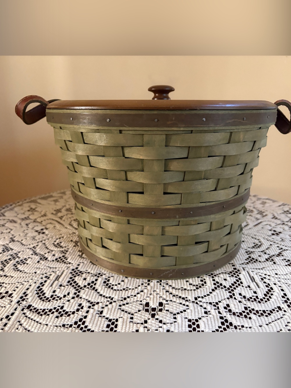Vintage 2005 Longaberger Green Basket